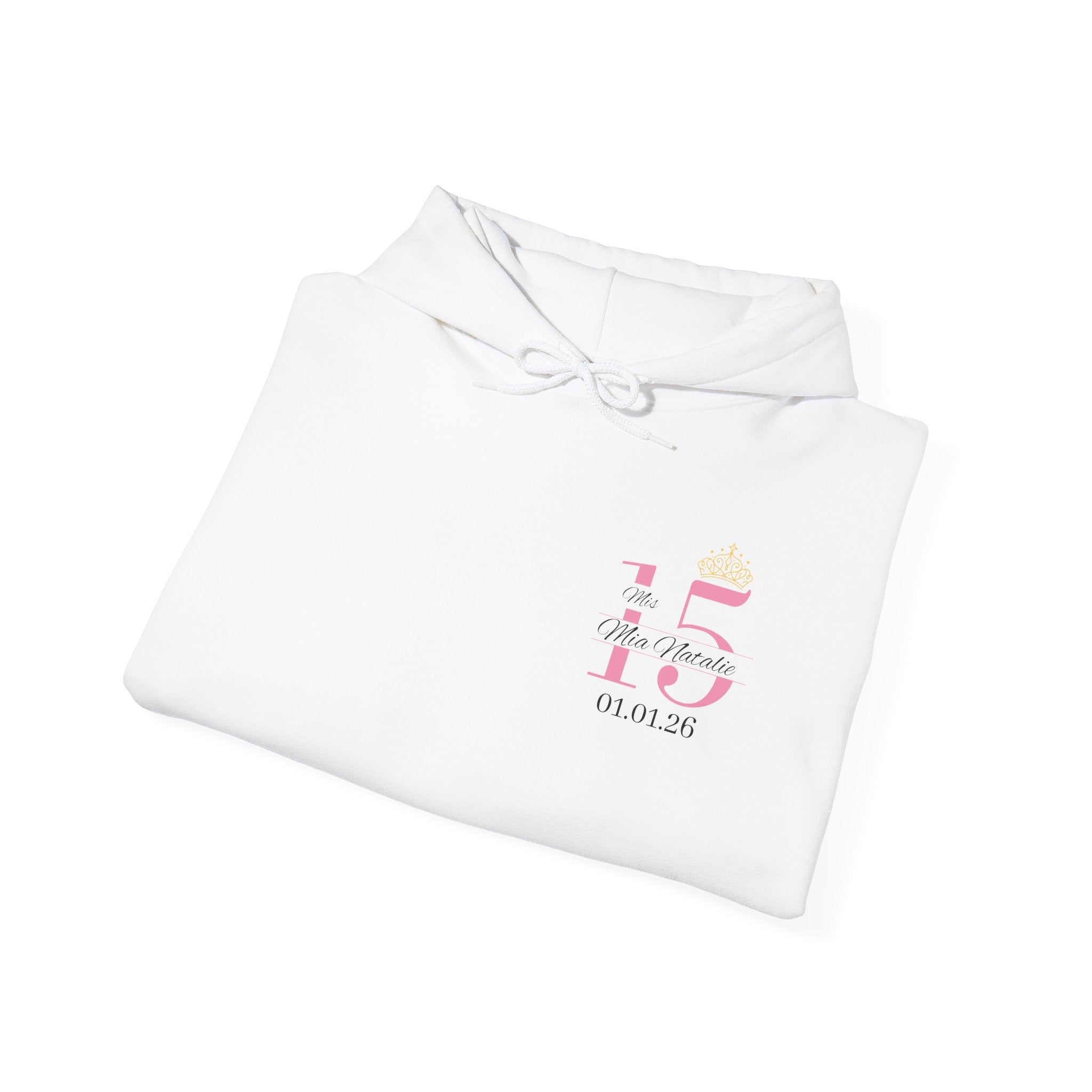 Custom Quinceañera 15 Hoodie for quince or quince court |Sudadera personalizada para quinceañera de 15 años, ideal para quinceañeras o corte de quinceañera, color rosa.