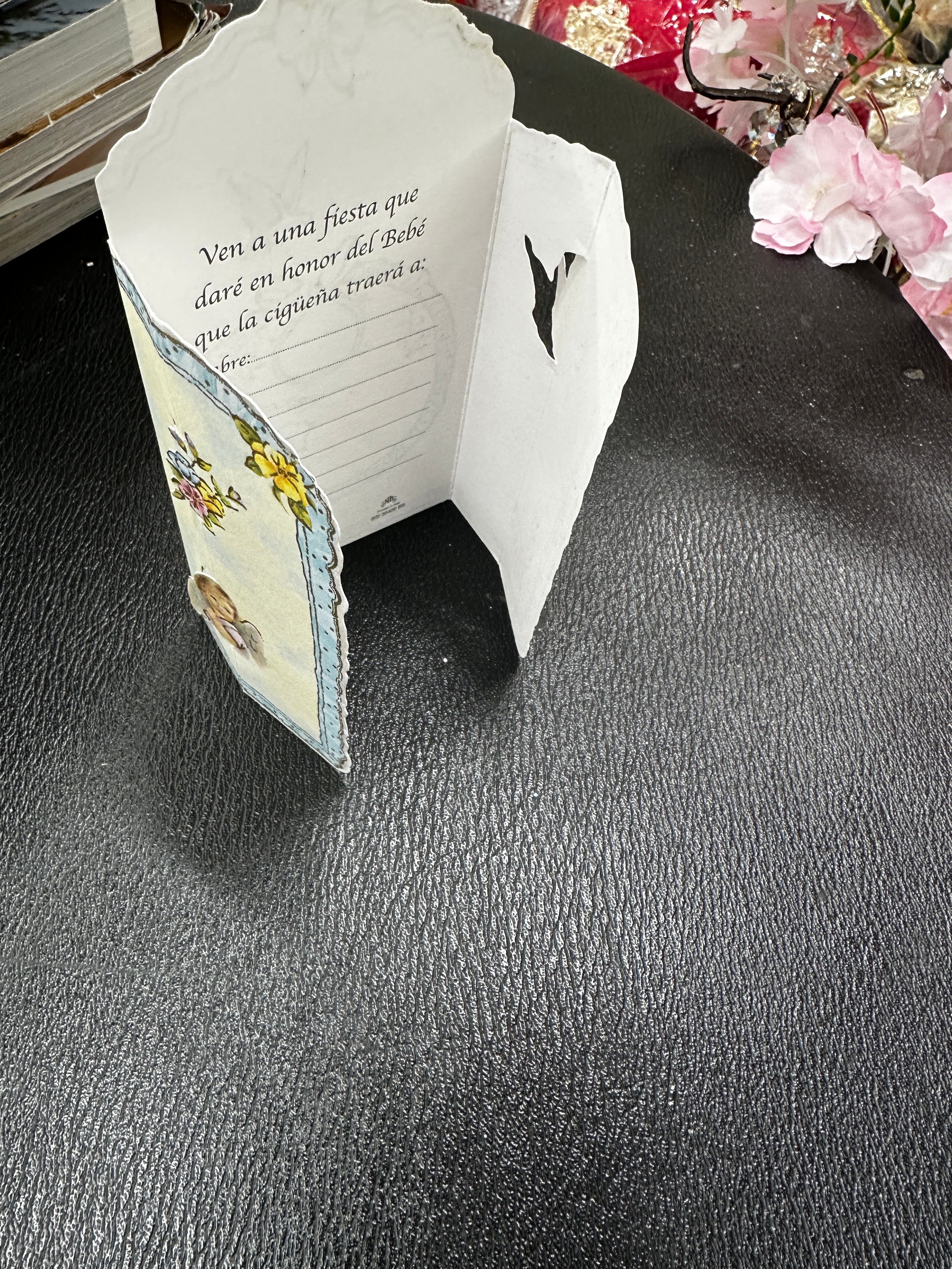 foldable Baby shower invitations in spanish  Blue Unisex (12ct) | Invitaciones plegables para baby shower en español | Azul | Unisex Docena