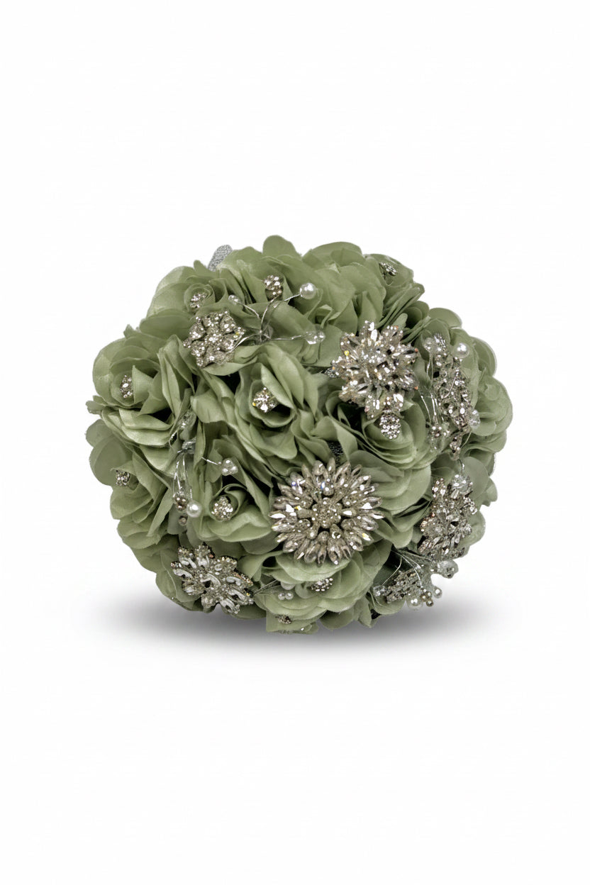 Green floral bouquet with silver embellishments 
