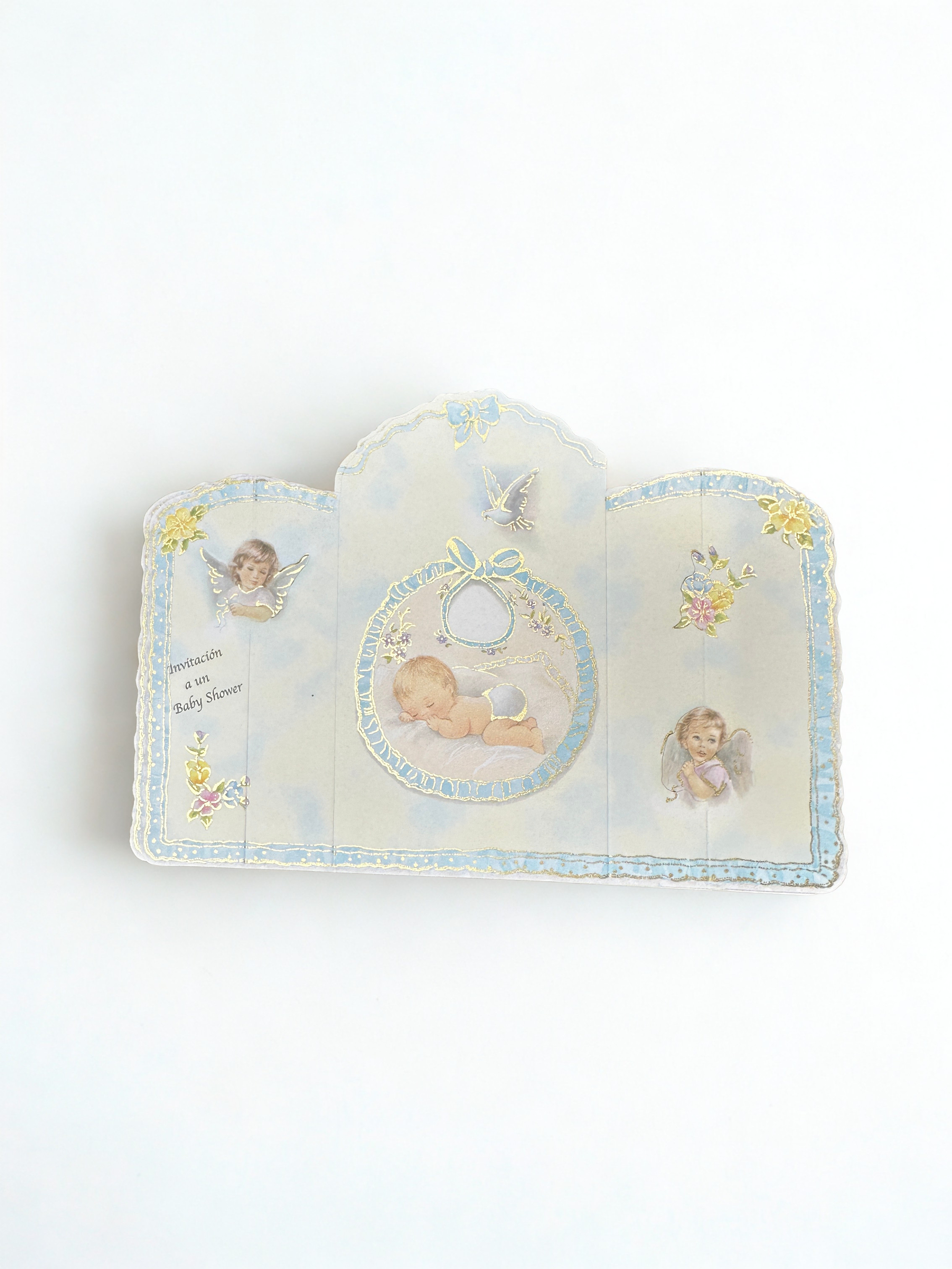 foldable Baby shower invitations in spanish  Blue Unisex (12ct) | Invitaciones plegables para baby shower en español | Azul | Unisex Docena