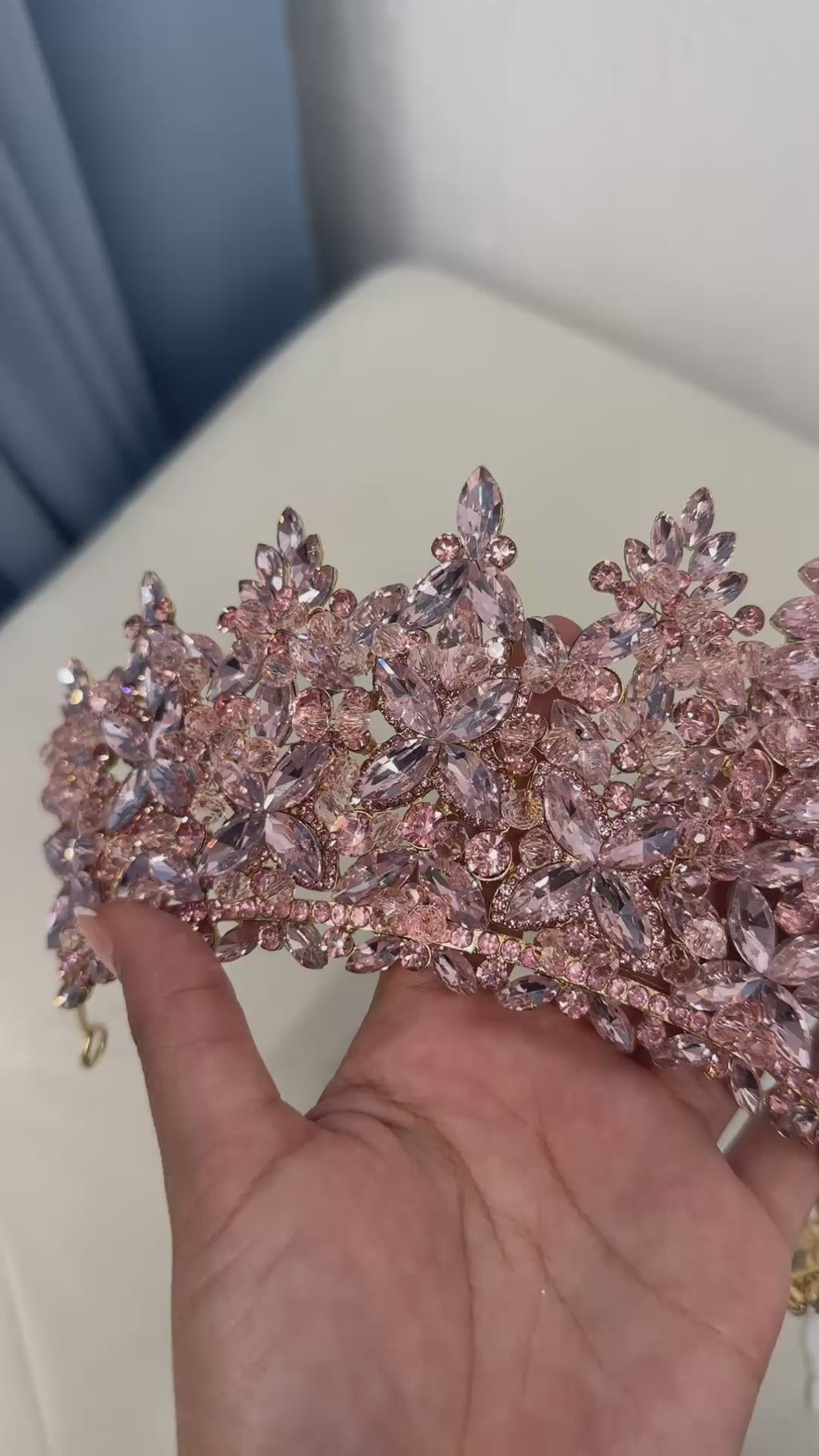 Pink Quince crystal crown  Rosegold gold |Corona de cristal de membrillo rosa Oro rosa